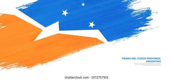 Grunge style Tierra del Fuego Province, Argentina flag with hand drawn brush stroke vector illustration