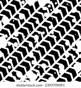 Grunge style tire track seamless pattern illustration. Suitable for use as a background for posters, banners, brochures at off road events.