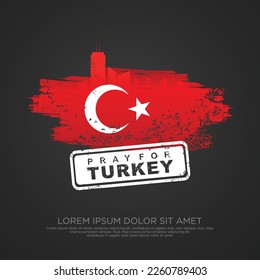 Grunge style turkish flag and map for greeting card with turkey city silhouette effect inside flag and included typography with grunge effect