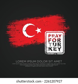 Grunge style turkish flag and map for greeting card with turkey city silhouette effect inside flag and included typography with grunge effect