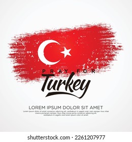 Grunge style turkish flag and map for greeting card with turkey city silhouette effect inside flag and included typography with grunge effect