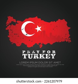 Türkische Flagge im Grunge-Stil und Karte für Grußkarte mit türkisem Silhouetteneffekt in der Truthahnfahne und mit Typografie mit Grunge-Effekt