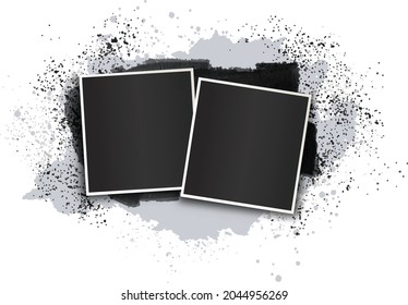 Grunge style two photo frames Vector, black and white frame
