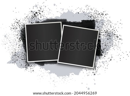 Grunge style two photo frames Vector, black and white frame