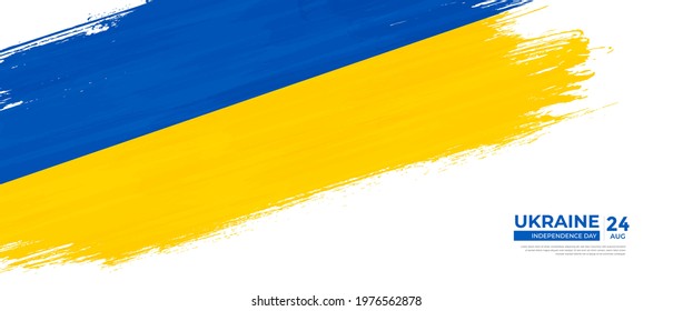 Grunge style Ukraine flag with hand drawn brush stroke vector illustration