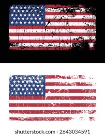 Grunge Style USA Flag with Patriotic American Symbol and Vector Illustration