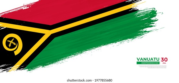 Grunge style Vanuatu flag with hand drawn brush stroke vector illustration