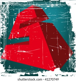 grunge style vector number five - vector 	