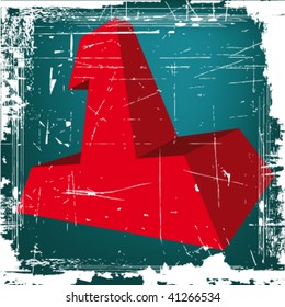 grunge style vector number one - vector