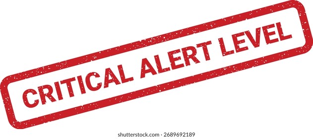 A grunge style vector stamp marking a critical alert level. Useful for risk management, status updates, or system warnings.