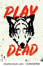 grunge style wolf vector illustration design