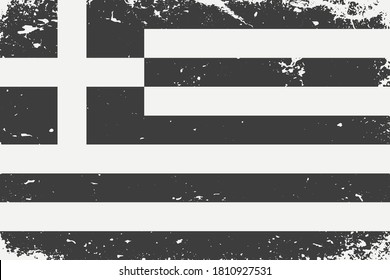 Grunge styled black and white flag Greece.