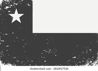 Bandera en blanco y negro estilo Grunge Chile.