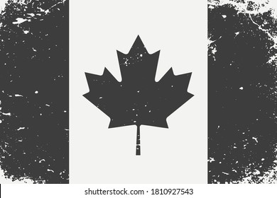 Grunge styled black and white flag Canada.