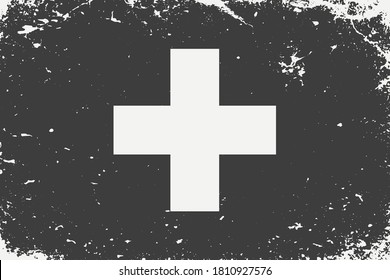 Grunge styled black and white flag Switzerland.