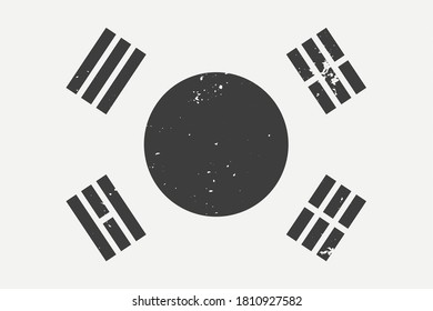 Bandera en blanco y negro estilo Grunge Corea del Sur