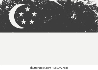 Grunge styled black and white flag Singapore.