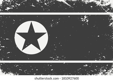 Bandera de Corea del Norte con estilo negro y blanco.
