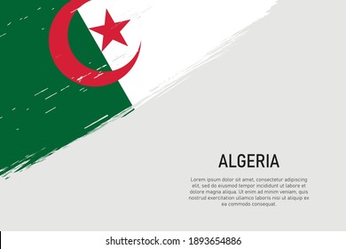 Fondo del pincel de estilo ondulado con bandera de Argelia. Plantilla para banner o afiche.