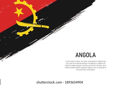 Fondo del trazo de pincel con estilo Grunge con bandera de Angola. Plantilla para banner o afiche.