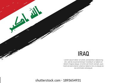 Grunge styled brush stroke background with flag of Iraq. Template for banner or poster.