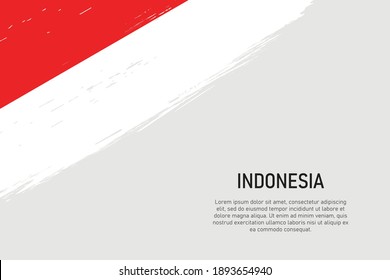 Fondo del trazo de pincel con estilo Grunge con bandera de Indonesia. Plantilla para banner o afiche.