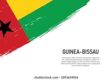 Grunge styled brush stroke background with flag of Guinea-Bissau. Template for banner or poster.