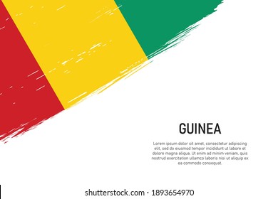 Grunge styled brush stroke background with flag of Guinea. Template for banner or poster.