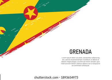 Fondo del trazo de pincel con estilo ondulado con bandera de Granada. Plantilla para banner o afiche.