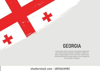 Grunge styled brush stroke background with flag of Georgia. Template for banner or poster.