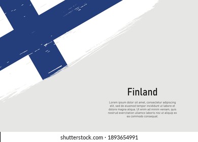Fondo del trazo de pincel con estilo ondulado con bandera de Finlandia. Plantilla para banner o afiche.