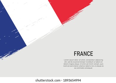 Fondo del trazo de pincel con estilo ondulado con bandera de Francia. Plantilla para banner o afiche.
