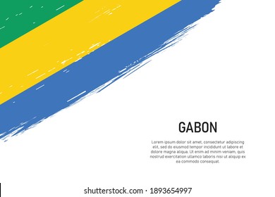 Grunge styled brush stroke background with flag of Gabon. Template for banner or poster.