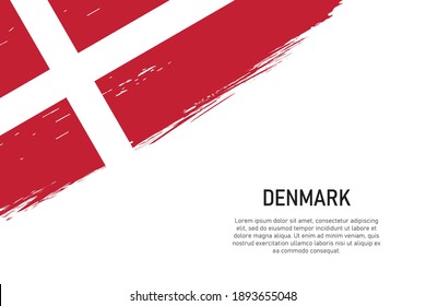 Grunge styled brush stroke background with flag of Denmark. Template for banner or poster.