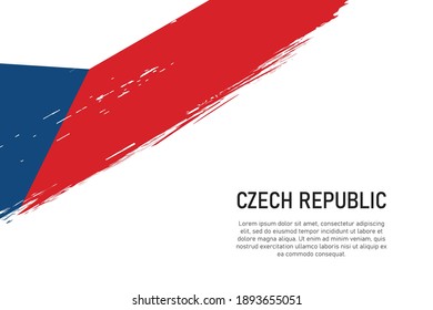 Grunge styled brush stroke background with flag of Czech Republic. Template for banner or poster.