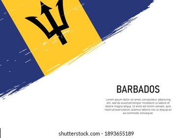 Grunge-stylter Pinselstrich-Hintergrund mit Flagge von Barbados. Vorlage für Banner oder Poster.