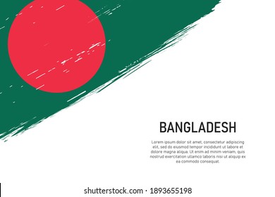 Fondo del trazo de pincel con estilo Grunge con bandera de Bangladesh. Plantilla para banner o afiche.