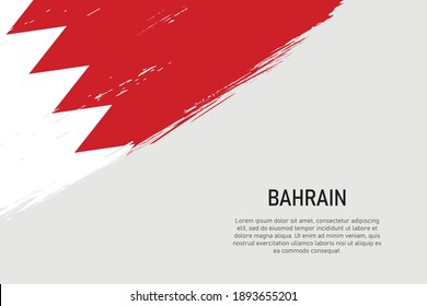 Grunge styled brush stroke background with flag of Bahrain. Template for banner or poster.