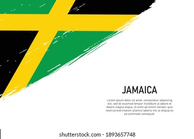 Grunge styled brush stroke background with flag of Jamaica. Template for banner or poster.