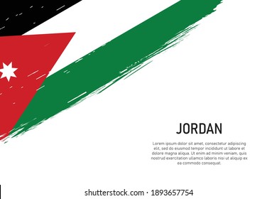 Grunge-stylter Pinselstrich-Hintergrund mit jordanischer Flagge. Vorlage für Banner oder Poster.