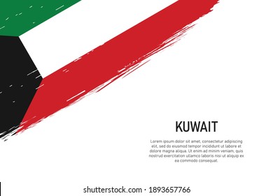 Fondo del trazo de pincel con estilo Grunge con bandera de Kuwait. Plantilla para banner o afiche.