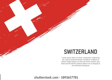 Grunge-stylter Pinselstrich-Hintergrund mit Flagge der Schweiz. Vorlage für Banner oder Poster.
