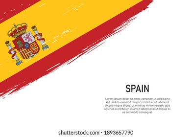 Grunge styled brush stroke background with flag of Spain. Template for banner or poster.