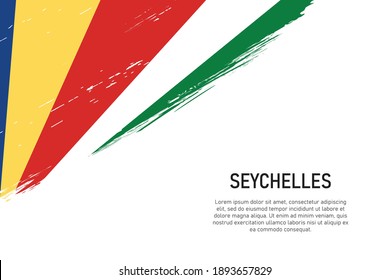 Grunge styled brush stroke background with flag of Seychelles. Template for banner or poster.