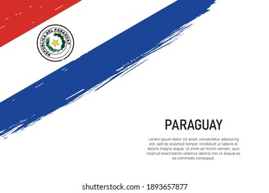 Fondo del trazo de pincel con estilo Grunge con bandera de Paraguay. Plantilla para banner o afiche.