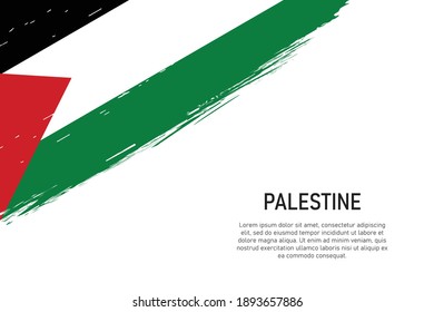 Grunge styled brush stroke background with flag of Palestine. Template for banner or poster.