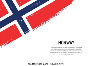 Grunge styled brush stroke background with flag of Norway. Template for banner or poster.