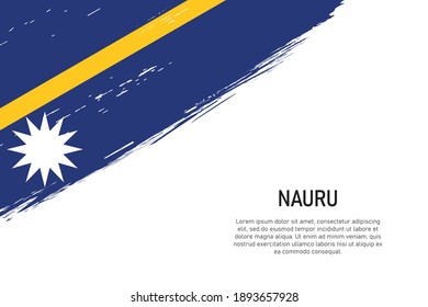 Grunge styled brush stroke background with flag of Nauru. Template for banner or poster.