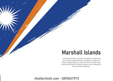 Fondo del pincel de estilo ondulado con bandera de las Islas Marshall. Plantilla para banner o afiche.