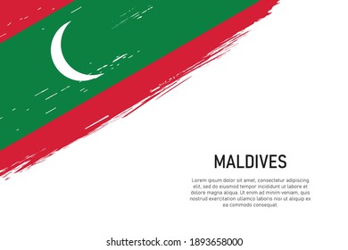 Grunge styled brush stroke background with flag of Maldives. Template for banner or poster.